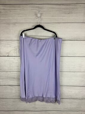 Lands End Plus Size Lilac Purple Satin Lace Trim Midi Skirt Size 24W